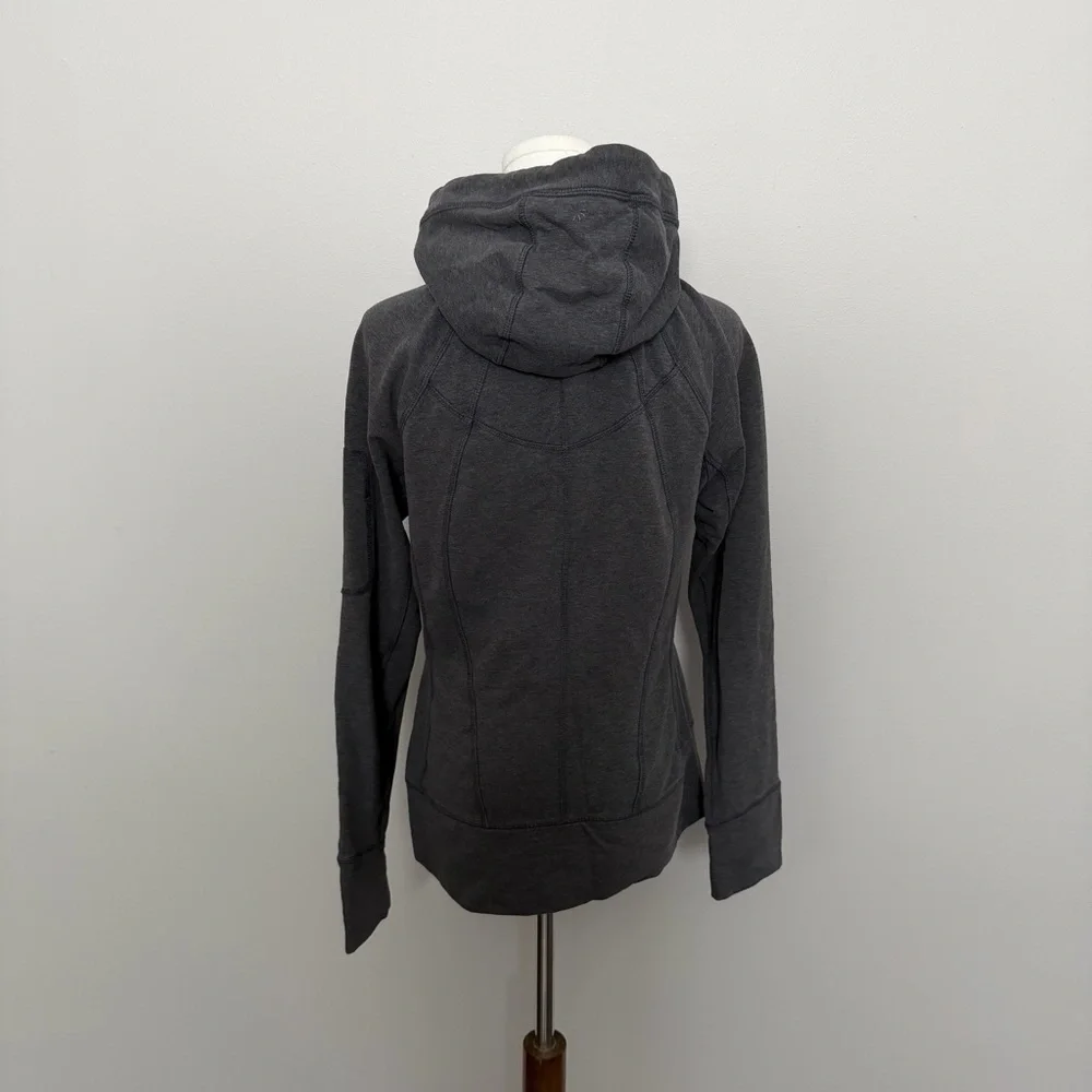 Athleta Jacket Hoodie Full Zip Thumbholes Athletic Lounge Stretch Pockets Grey